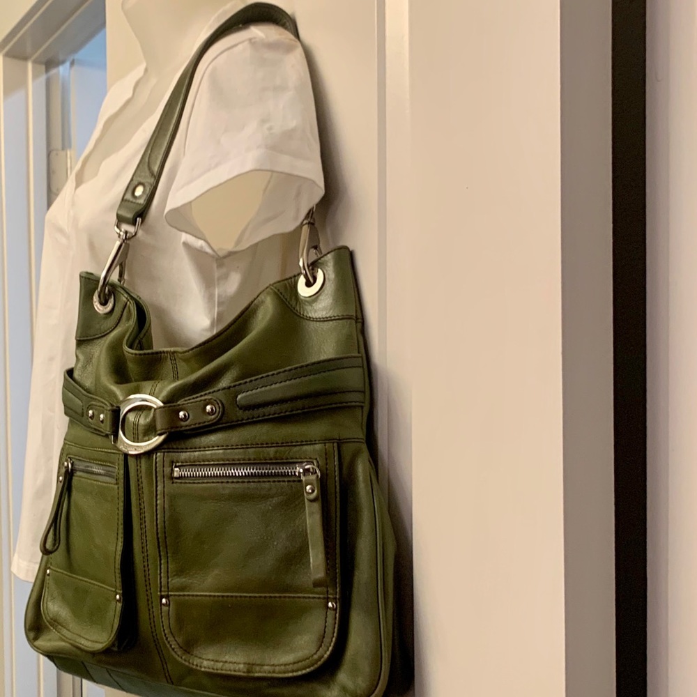 And Klein large green leather bag